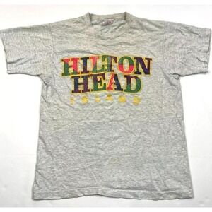 Vintage 90s Hilton Head Island Souvenir Tee M Gray Tee Single Stitch Made in USA